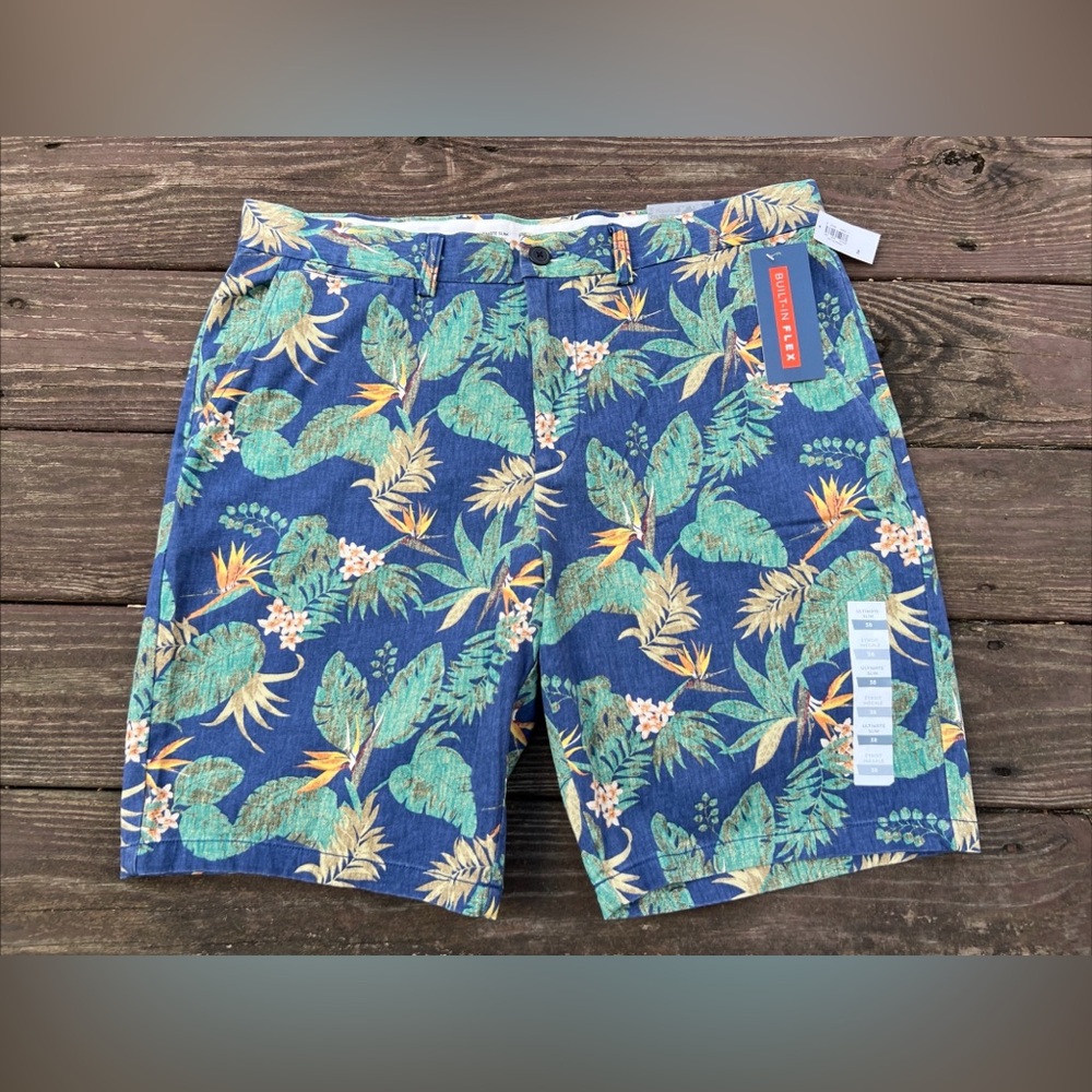 Old Navy Men’s Ultimate Slim Chambray Print Built In Flex Casual Shorts|Size:38